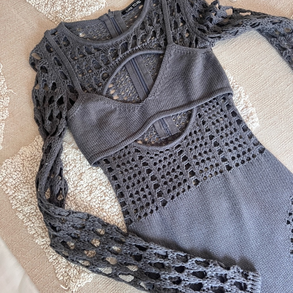 Luxetokill charcoal overlay knit Playsuit